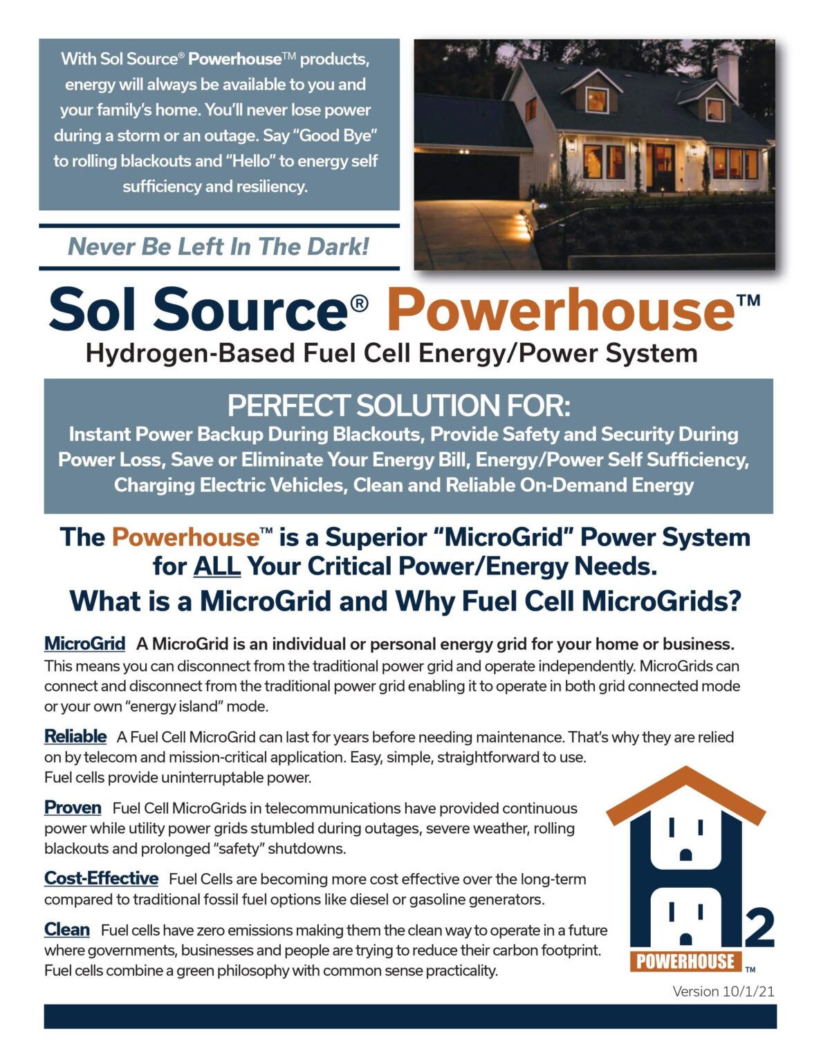 Powerhouse™ MicroGrid Hydrogen Fuel Cell Home Power Generation
