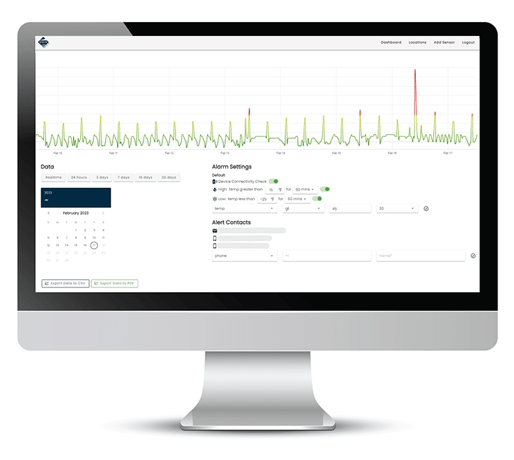 insite temperature monitoring online dashboard